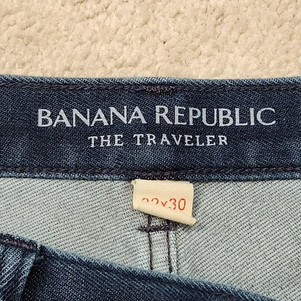Banana Republic Traveler Slim Jeans Mens 32x30 Blue Slim Straight Stretch Denim